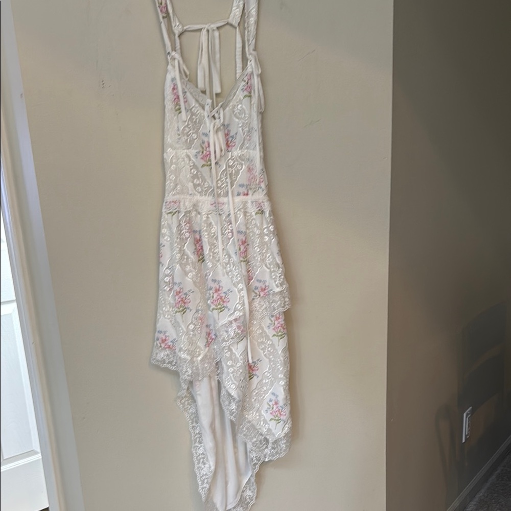 For Love And Lemons White and Pink High Low Dress